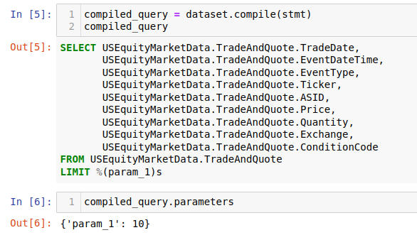 Displaying a SQL query as a code block in a Jupyter notebook.